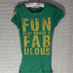 American Eagle Outfitters Green Tee with Bold Yellow Text